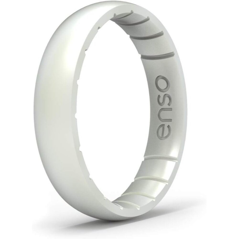 Pearl-Colored Thin Elements Silicone Wedding Ring… - image 1